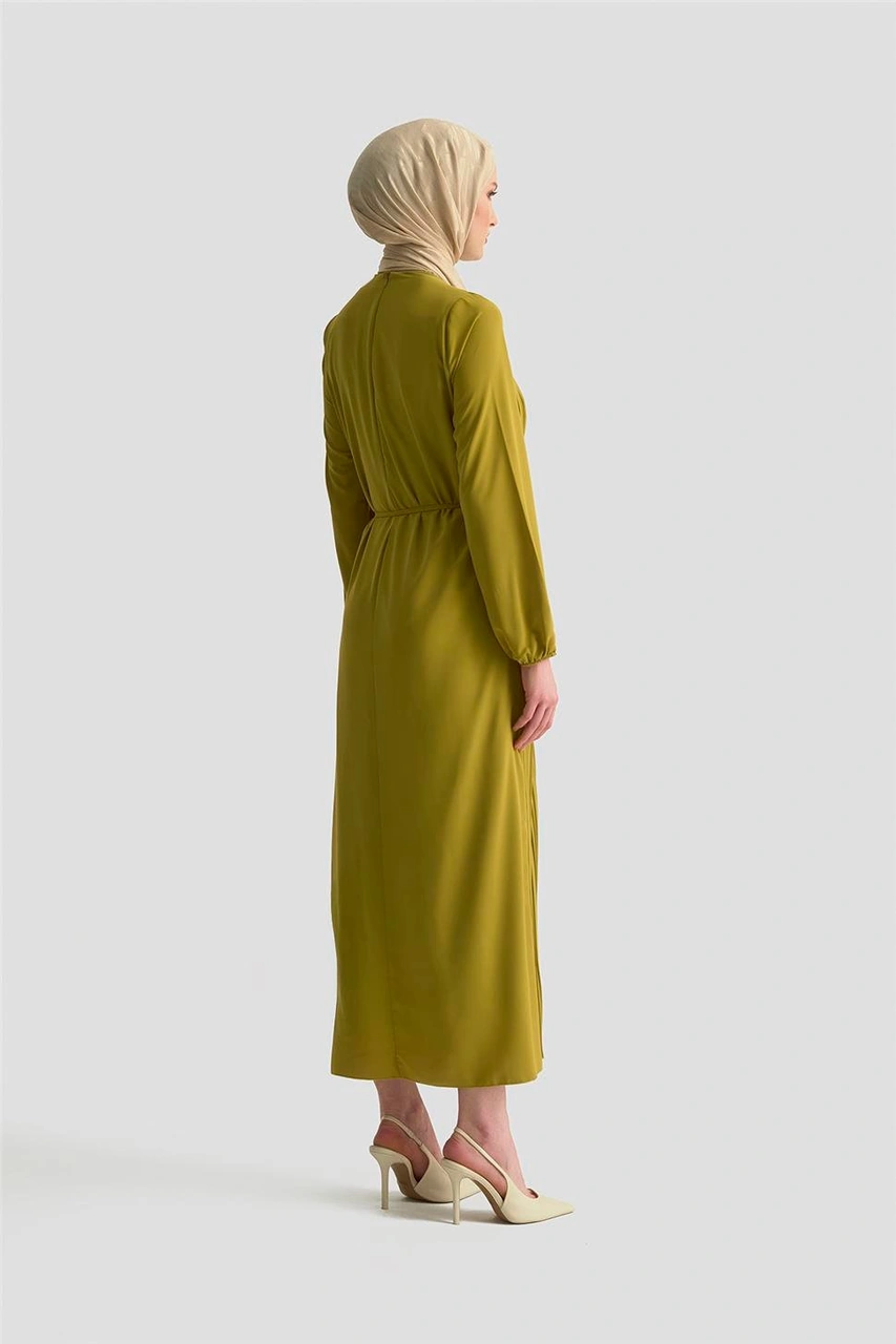 Armine Elbise Ortd9435-1 Yağ Yeşili Yeşil