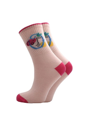 Kadın Çok Renkli Pamuklu Desenli Soket Çorap 3'lü Paket Çok Renkli