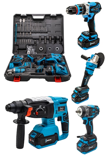 Börth BRTH0007 Hilti + Taşlama + Somun Sıkma + Matkap Akülü 4'lü Set