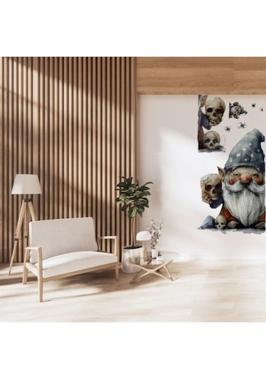 Gotik Cüce Ve Kafatası Duvar Sticker Seti Çok Renkli
