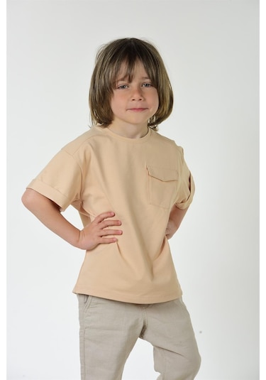 Luess Erkek Çocuk Somon Cepli Robalı Tshirt-somon Somon