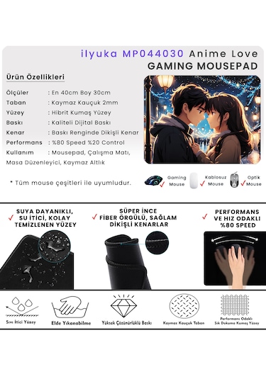 40x30cm Gaming Oyuncu Mousepad Anime Love Mp044030