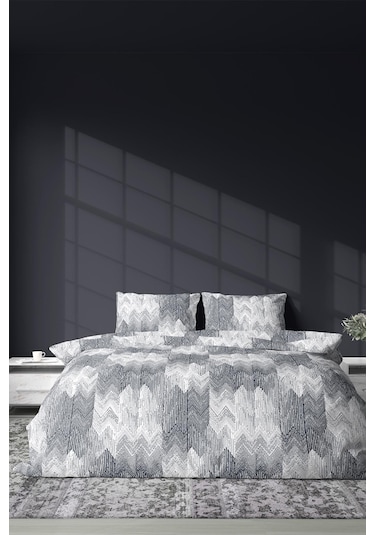 Zeynep Tekstil Pamuklu Nevresim + Yastık Kılıfı Çarşafsız Çift Kişilik Nevresim Seti Gri 200 x 220