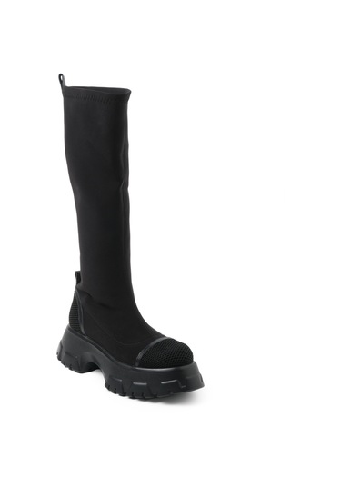 Siyah Streç Çizme Kadın Gtn-5839 John May Sıyah Streç Siyah