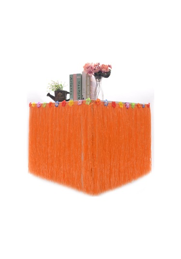 Sones Hawaii Masa Örtüsü Deniz Kenarı Partisi Şenlikli Pazar Masa Süslemeleri, Boyut: 276x30cm Turuncu Turuncu