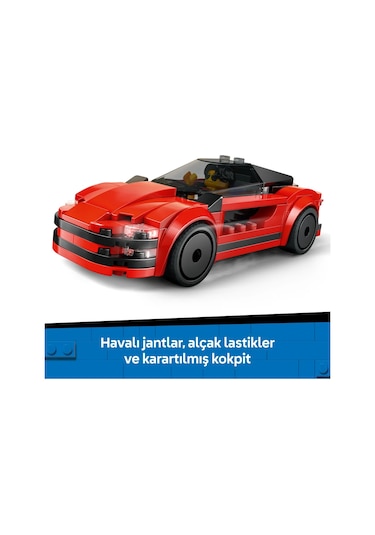 LEGO® City Kırmızı Spor Araba 60448 - 5 Yaş ve Üzeri Çocuklar için Yaratıcı Oyuncak Yapım Seti (109 Parça)