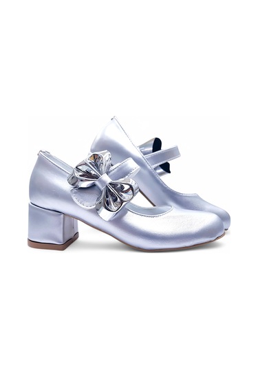 Beebron Ortopedik Topuklu Abiye Kız Çocuk Ayakkabı Glossy Series Abiayk2401 Baby Silver Gümüş