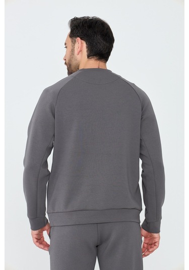 White Stone Koyu Gri Pamuklu Erkek Basic Sweatshirt K.grey