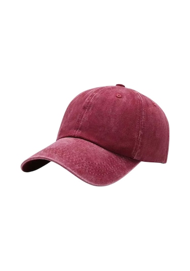 Tezzgelsin Unisex Eskitme Vintage Pamuklu Ayarlanabilir Beyzbol Kep Şapka 2'li Set Kırmızı - Kahverengi