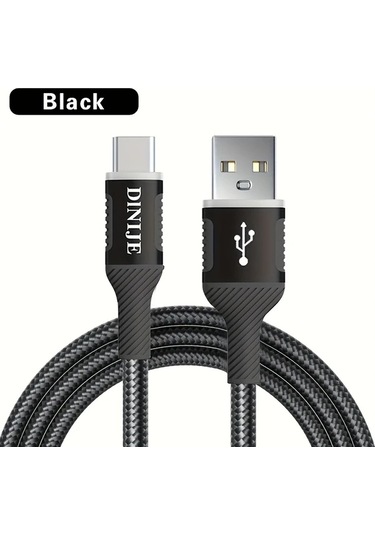 Hightower Dınıje Usb-c Hızlı Şarj Kablosu Renkli Işık Göstergeli 3 3ft Nylon Siyah