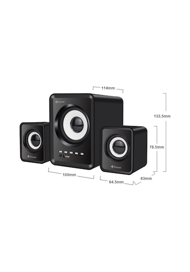 FT202BT 2+1 Bluetoothlu Kumandalı Mini Masa Üstü Hoparlör Siyah