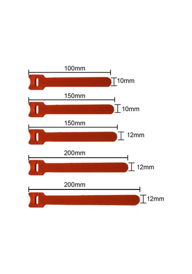 Fortunelane Kırmızı Nilon Bant, 12x200mm, Kablo Düzenleyici, Tekrarlı Kullanım, Ev Ve Ofis İçin Dayanıklı Bağlayıcı