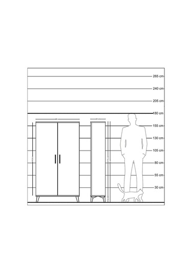 Arges Dolap Tek Raflı Tek Çekmeceli Tek Askılı 88x30x163 Çam-çam Atlas Çam