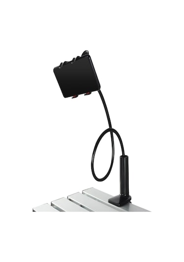 Xiyyadms 100cm Uzun Alüminyum Telefon Tutucu: 360 Döner, Kaymazsız, Çift Klemeli, Masa/yatak Üstü, Canlı Yayın Ve Boyun Ağrısı Önleyici Siyah Siyah