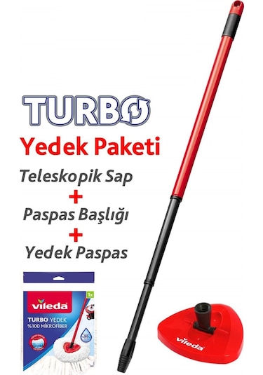 Vileda Turbo Yedek Paketi Sap + Classic Üçgen Başlık + Paspas