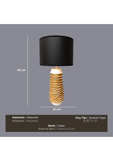 Opulence Krem Gold Abajur Çok Renkli