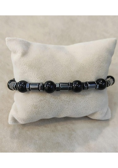 Nursaat Captiva Stell 3.Lü Set Doğaltaş Erkek Bileklik Seti N11.70196 Siyah