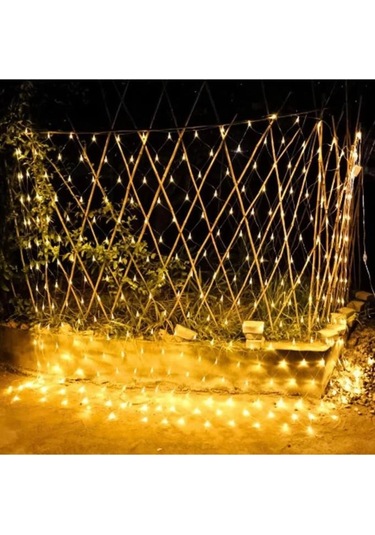 Ağ Perde Led Sarı Işık 3x3 Fişli Eklenebilir Dış Mekan Aydınlatma Sarı