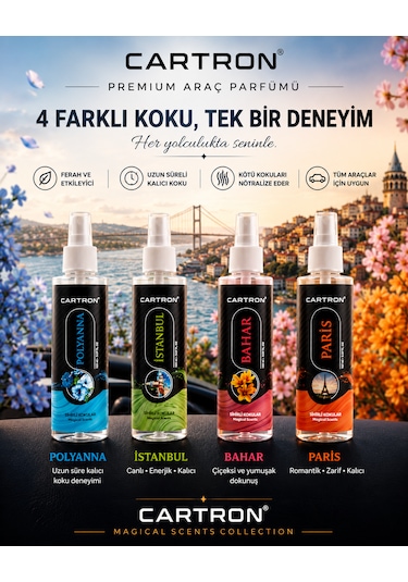 Cartron Oto Kokusu Sprey 4lü Set 150ml 4 Bahar+istanbul+paris+polyanna