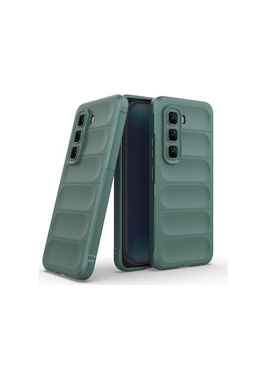 Mobilteam İnfinix Hot 50 4g Kılıf Esnek Tpu Oyuklu Arka Yüzey Tasarımlı Etnik Silikon Yeşil