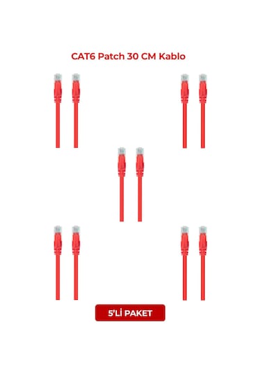 S-lınk Sl-cat6030re Cat6 Patch 30cm Kablo Kırmızı 5li Paket