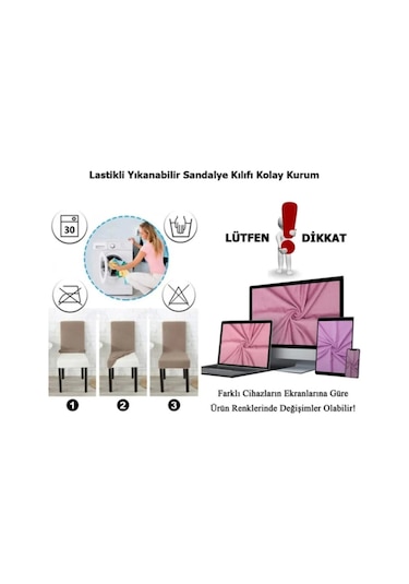 StarMall Brürümcük Etekli Sandalye Kılıfı, Lastikli,esnekli Sandalye Örtüsü 1 Adet Taş