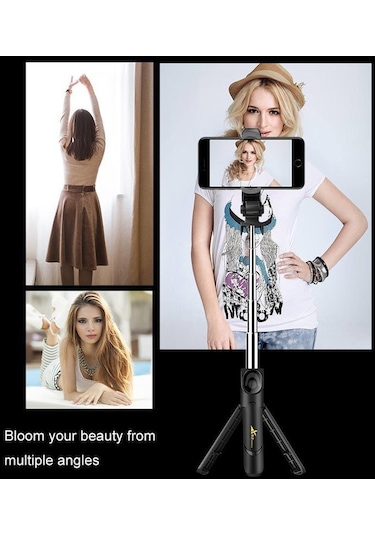 Vaorlo Taşınabilir Selfie Çubuğu Bluetooth Uzaktan Kumanda Üçü Bir Arada Entegre Zamanlayıcı Tripod Cep Telefonu Braketi