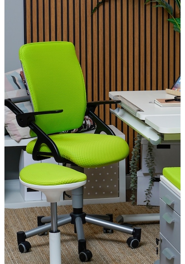 Creo Mobili Yükseklik Ayarlı Vega Plus Çalışma Sandalyesi, Ofis Ve Bilgisayar Koltuğu Yeşil/yeşil Gri