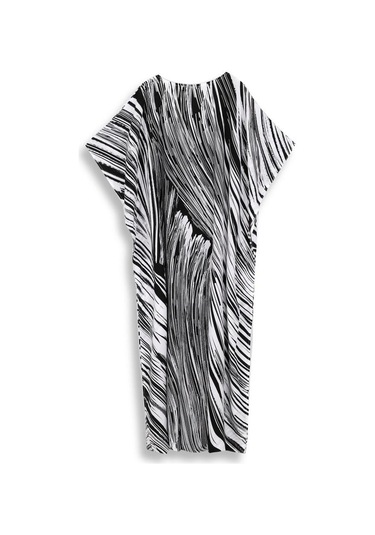 Edolynsa Siyah Çizgili Bol Kadın Kaftan Sabahlık Büyük Boy Ev Giyimi Rahat Giyim Yazlık Giyim Mayo Üst Kıyafet Q1594 Çok Renkli