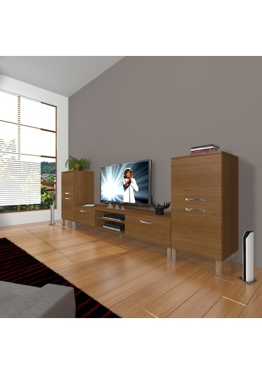 Decoraktiv Eko On2 Slm Dvd Krom Ayaklı Tv Ünitesi Tv Sehpası Ceviz