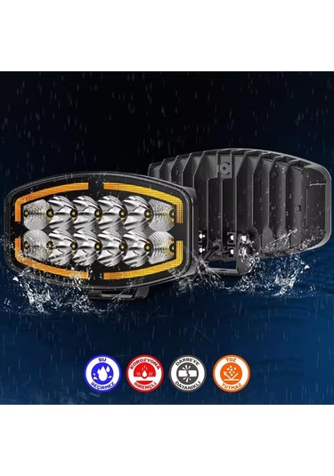 10'' Beyaz Turuncu Led Spot Projektör + Drl Tır Kamyon Off Road 12-24volt 1 Adet