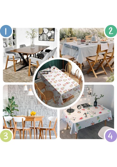 Noel Desenli Dikdörtgen Masa Örtüsü 60x84 İnç, Su Geçirmez Ve Leke Tutmaz Noel Baykuş Baba Noel