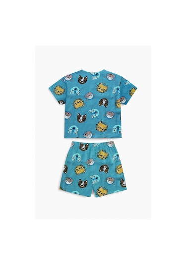 Erkek Çocuk %100 Pamuk Kaplan Metrajlı Şortlu Takım 3-4 Yaş 8-9 Yaş Yeşil