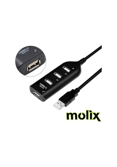 Molix Siyah 4 Port Usb 2.0 Usb Hub Çoklayıcı Switch