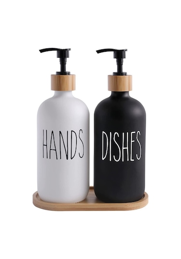 Teltree 500ml Ahşap Kapaklı Boston El Dezenfektanı Ve Şampuan Pompalı Set - 2'li Diğer