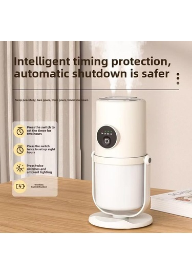 Sones Masaüstü Çift Portlu Nemlendirici Taşınabilir Mini Hava Temizleyici Gece Lambasıyla, Renk: Bej+taban