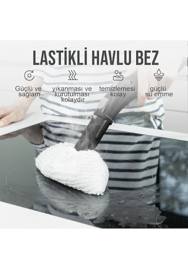 Nice Polti Karcher Buharlı Temizleyici Uyumlu Lastikli Havlu Bez 5'li
