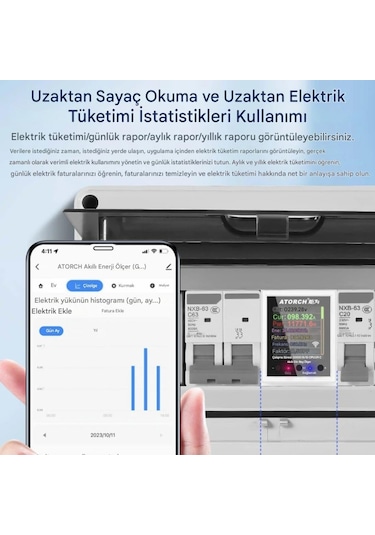 Tuya Destekli Akıllı Wifi Yüksek Voltaj Güç Tüketim 63 Amper