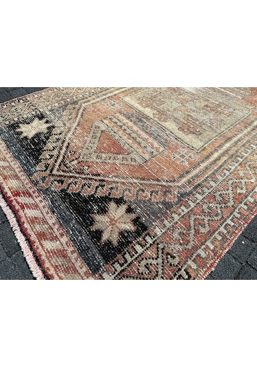 El Dokuması Yün Yolluk 102x290 Eskitme Kiremit Malatya Halısı Kiremit