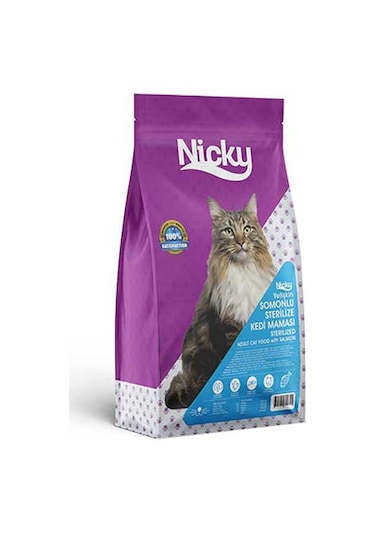 Nicky Adult Sterilised Tahıllı Somonlu Kısırlaştırılmış Yetişkin Kedi Maması 15 KG