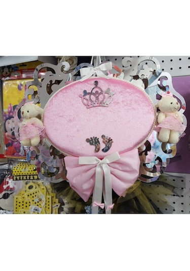 Ahşap Özel Kesim Ayıcıklı Model Erkek Bebek Kapı Süsü Çok Renkli