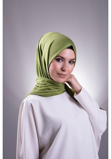 Fıstık Yeşili Düz Klasik Şal Viskon Kumaş Likralı Penye 202101_36