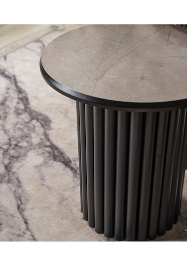 Kagu Boston Mdf 3'lü Sehpa Yuvarlak Ahşap Ve Metal Ayak