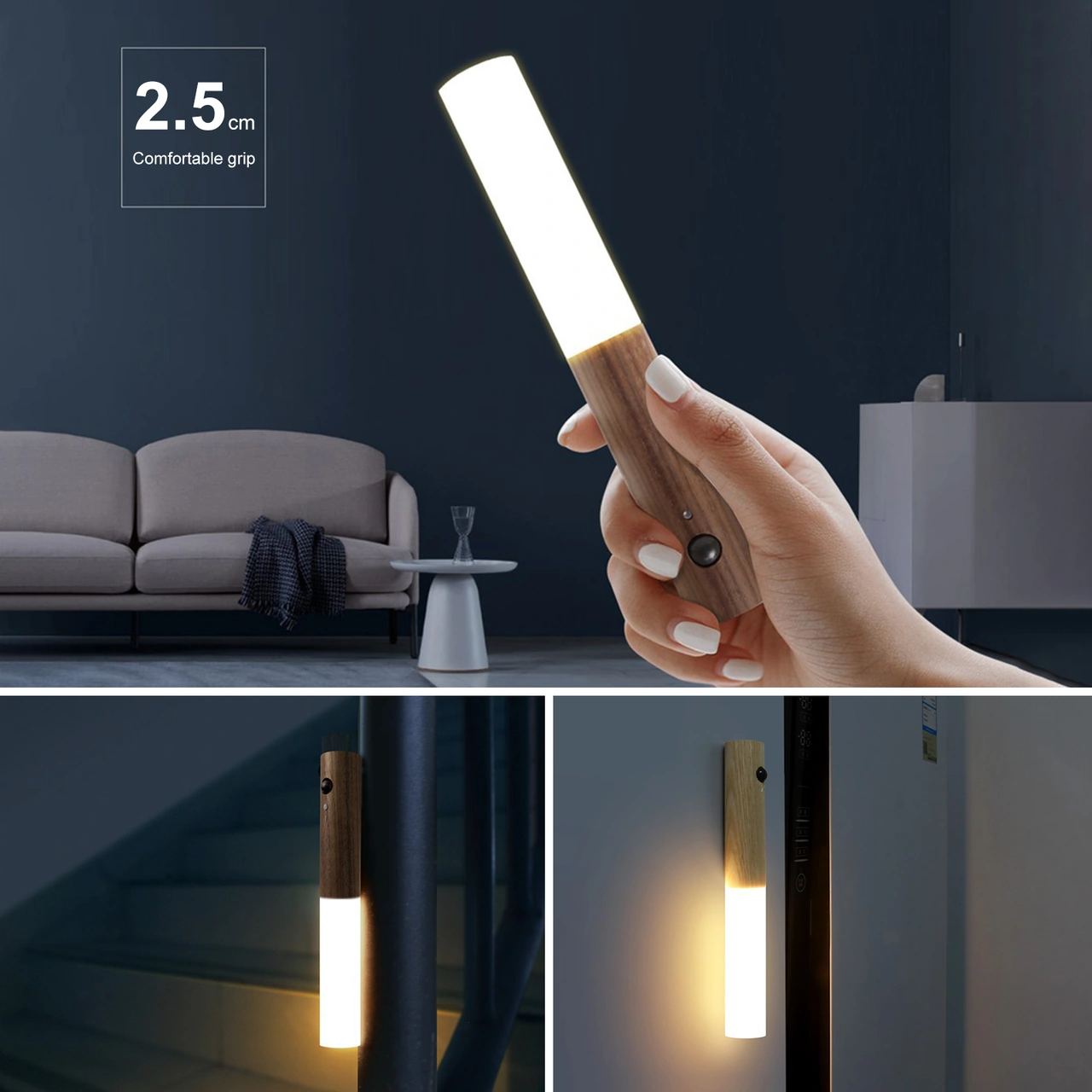 Moveevo Akıllı Vücut Algılama Gece Lambası, 4m Algılama Mesafesi, 15s Gecikmeli, 2700-3000k Sıcak Beyaz Işık, Ceviz Ağacı, Manyetik Tutma, Ev/merdiven Kullanıma Uygun Diğer