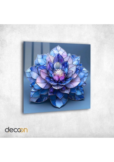 Huzurun Işıltısı: Vitray Lotus Çiçeği Cam Tablo