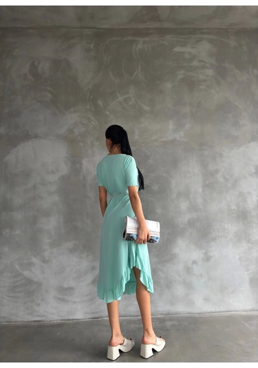 Kuşaklı Elbise Mavi