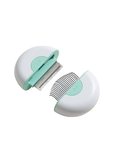 Vkemall Uzun Tüylü Evcil Hayvanlar İçin Yeşil Çift Fonksiyonlu El Aleti: Paslanmaz Çelik Tutanak Ve Doku Düzenleyici Tarak - Kedi Köpek Tüy Temizleyici