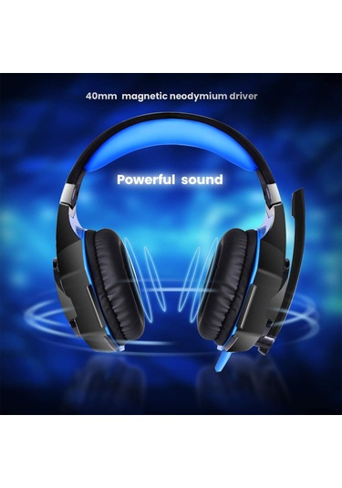 Kosona Kotıon Each G2000 Kablolu Oyun Kulaklığı, 50mm Sürücü, 360 Surround Ses, Gürültü Engelleme Mikrofon, Işıklı Tasarım, Siyah-mavi