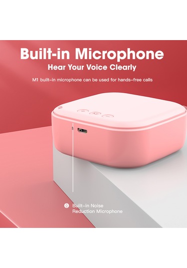 Yunboo M1 Bluetooth 5.0 Hoparlör, 3w Hi-fi Ses, 1000mah Pil, Taşınabilir Dış Mekan Mini Subwoofer, Pembe