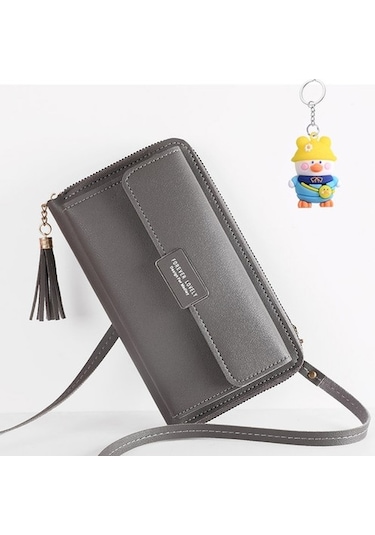Silkroadselect Runxi Life Hall Büyük Kapasiteli Cep Telefonu Çantası Küçük Omuz Crossbody Fermuarlı Çanta Koyu Gri